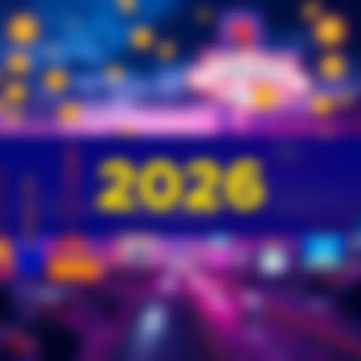 A vibrant banner showcasing Bitcoin 2026 event details with Las Vegas skyline in the background and crypto symbols