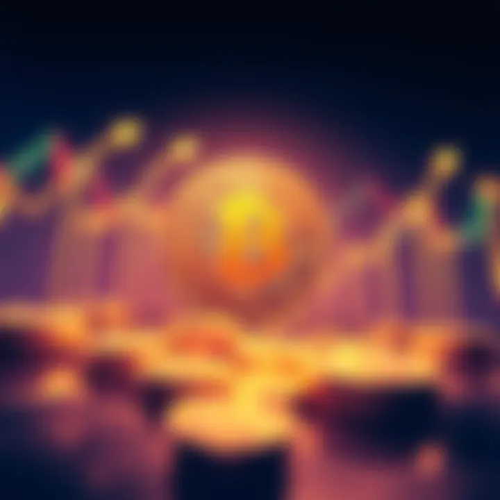 A graphical representation of Bitcoin's price reaching $100,000 with upward arrows and market charts in the background