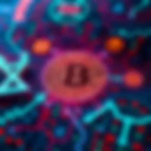 Representation of hidden messages in the Bitcoin blockchain, featuring the term 'G0D' and symbols linking to various religions.