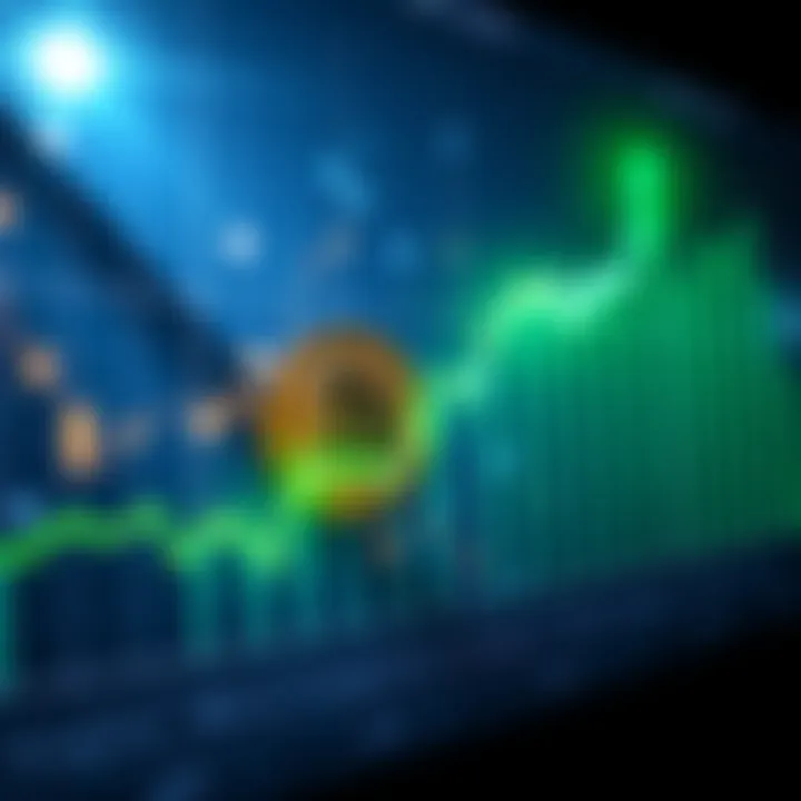 A graph showing Bitcoin's price increasing towards $100,000, with a bright green line and rising bars