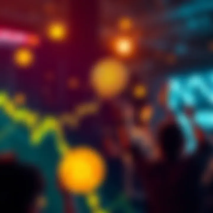 Graph showing Bitcoin's price rising with enthusiastic investors celebrating in the background