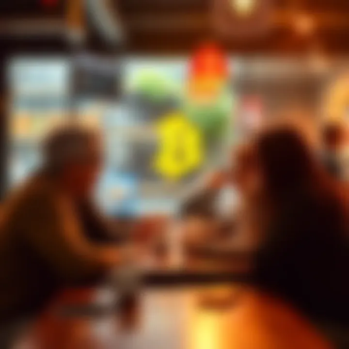A group of people engaging in a lively discussion about Bitcoin at a coffee shop, sharing ideas and insights.