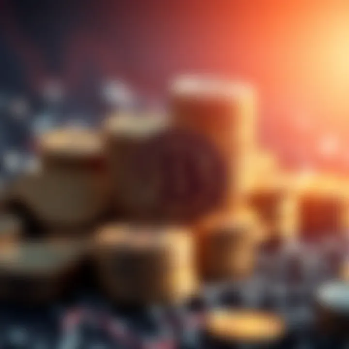 A visual representation of Bitcoin coins stacking up, symbolizing compounding gains compared to altcoins.