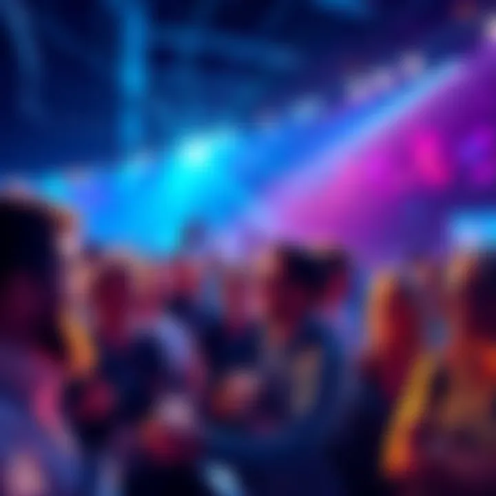 A group of people at the Bitcoin Conference enjoying discussions about cryptocurrency and having fun