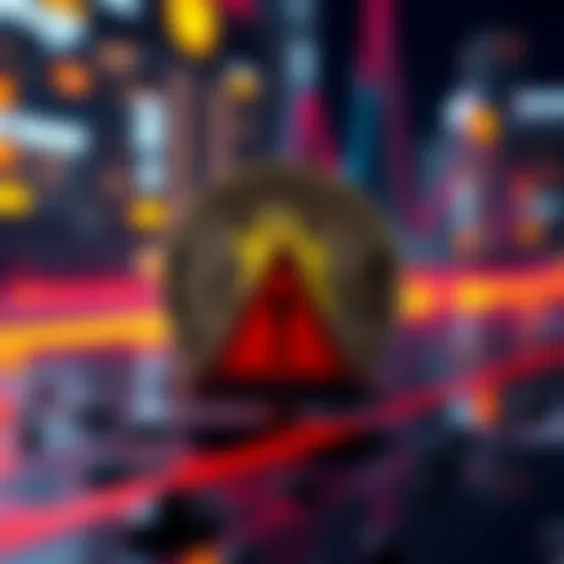 A depiction of the Bitcoin Core logo alongside a warning sign indicating a critical bug issue