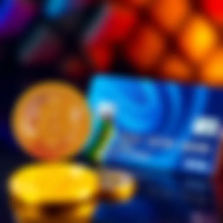A visual comparison between Bitcoin and credit cards with a Bitcoin symbol beside a credit card, highlighting the transition to digital currency.