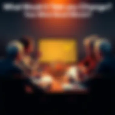 Group of people discussing Bitcoin with charts and digital assets on a table