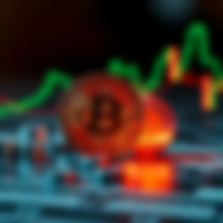 A graphic showing Bitcoin's value in contrast with a declining dollar symbol, highlighting financial concepts.