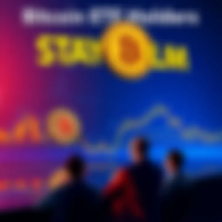 A graph showing stable Bitcoin values with calm investors looking on, reflecting confidence amidst market changes.