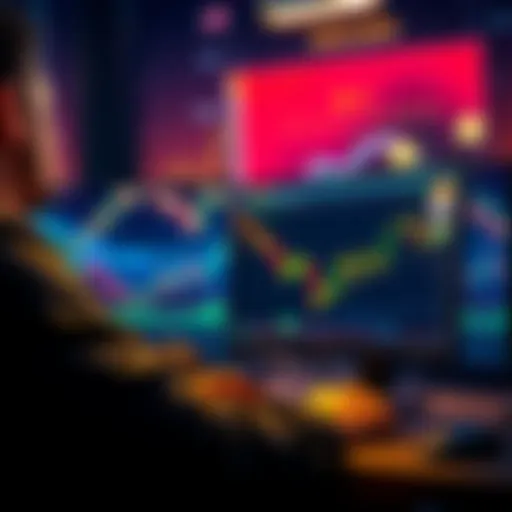 A person analyzing Bitcoin trends on a computer screen, with graphs and charts showing market movements, symbolizing the future of finance.