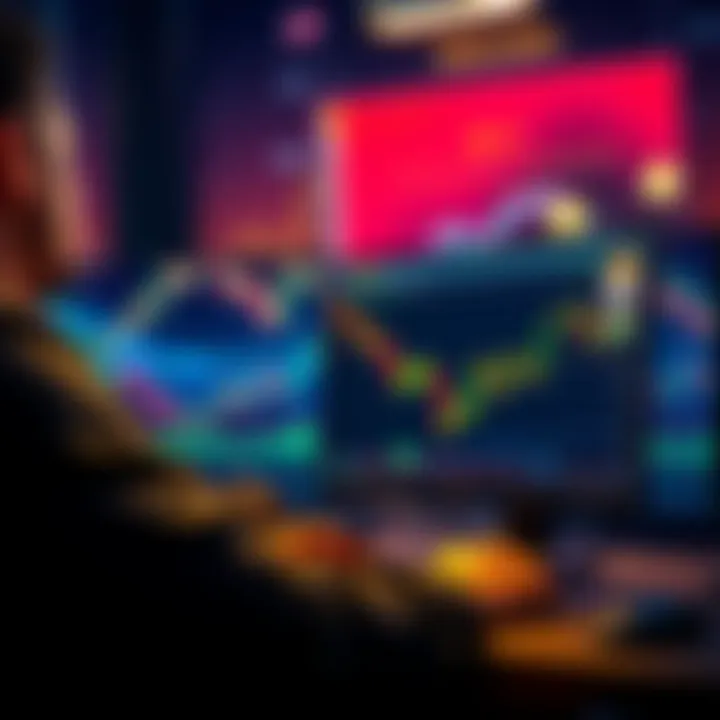 A person analyzing Bitcoin trends on a computer screen, with graphs and charts showing market movements, symbolizing the future of finance.