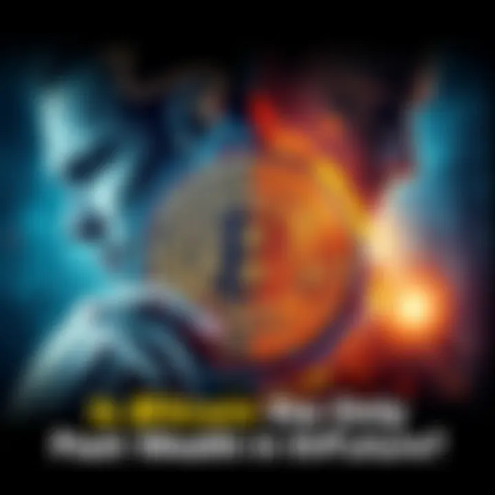 Bitcoin as Future Currency A digital representation of Bitcoin with contrasting images of wealthy and struggling people, showcasing economic divide