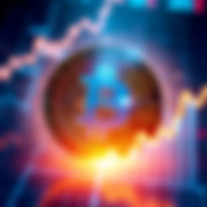 A Bitcoin symbol shining brightly surrounded by financial graphs and upward trends, representing the potential of Bitcoin as a digital asset.