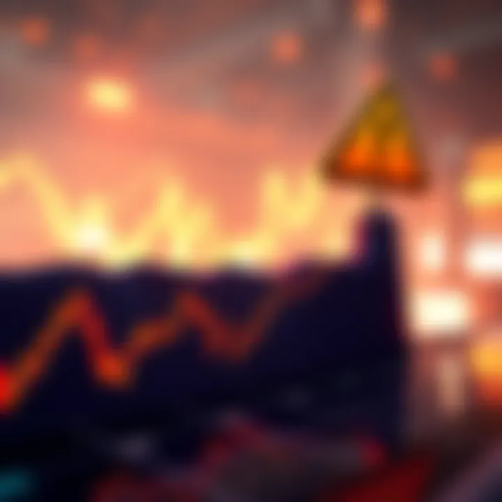 Bitcoin futures drop A chart showing a decline in Bitcoin futures with a warning sign