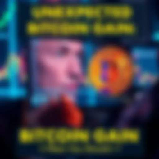 A person looking surprised at a Bitcoin wallet on a computer screen, symbolizing unexpected cryptocurrency gains.