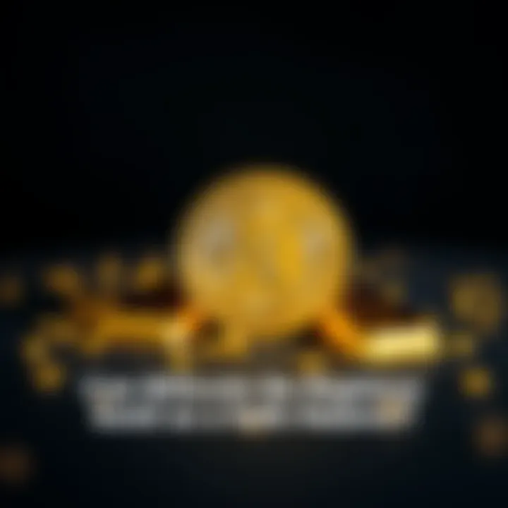 A side-by-side view of a Bitcoin symbol and a gold bar on a dark background, highlighting the debate between cryptocurrency and traditional gold.