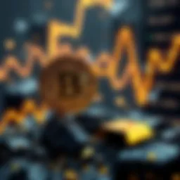 A digital graphic showing a downward trend for Bitcoin alongside an upward trend for gold prices, reflecting market shifts in early 2026.