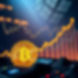 A chart showing the upward trend of Bitcoin's value with a golden Bitcoin symbol in the foreground, symbolizing its rise in 2026.