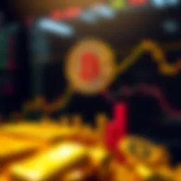 A visual representation of Bitcoin's rise, showing it surpassing gold and stock icons in value, symbolizing investment trends.