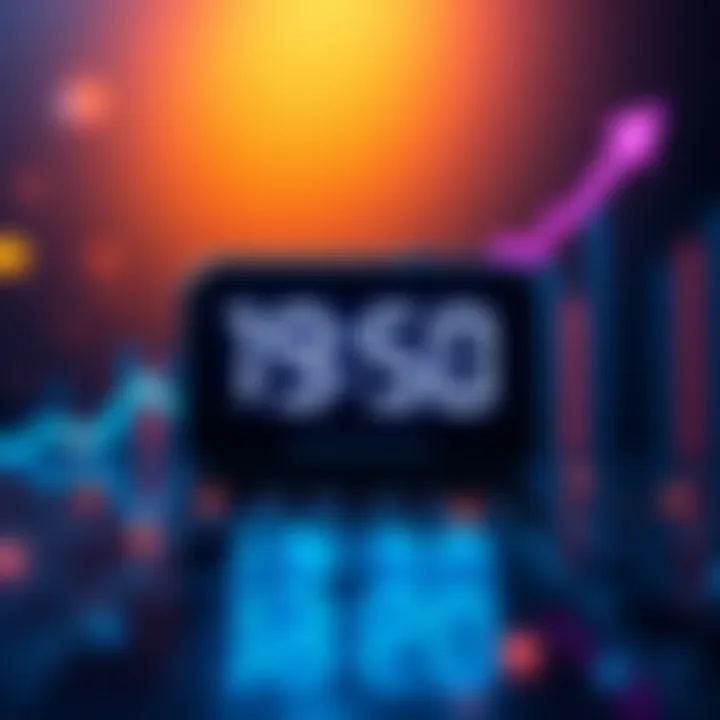 A digital clock displaying the countdown to Bitcoin's halving event, with a background showing a rising graph curve symbolizing price increase.