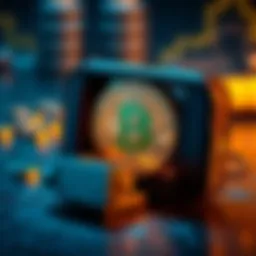 Bitcoin in a Hardware Wallet A secure hardware wallet displaying Bitcoin symbols, representing wealth protection during currency reset.