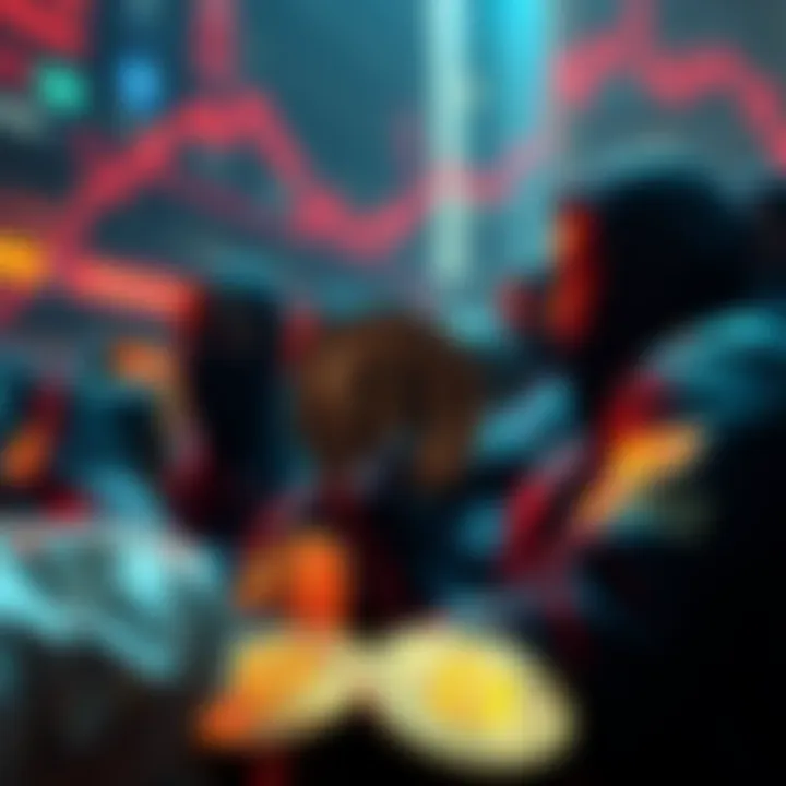 A group of Bitcoin holders showing determination to hold their investments during a market decline