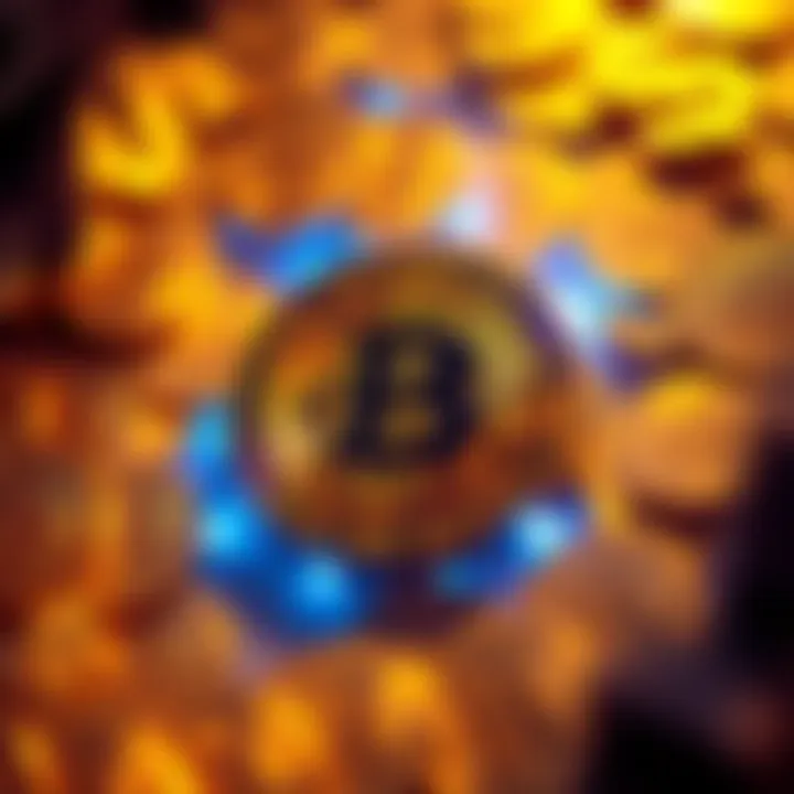 A Bitcoin symbol surrounded by dollar signs, representing the relationship between Bitcoin and inflation.
