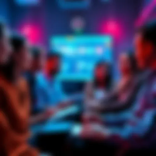 A group of diverse professionals watching Bitcoin-related videos together, each taking notes and discussing insights.