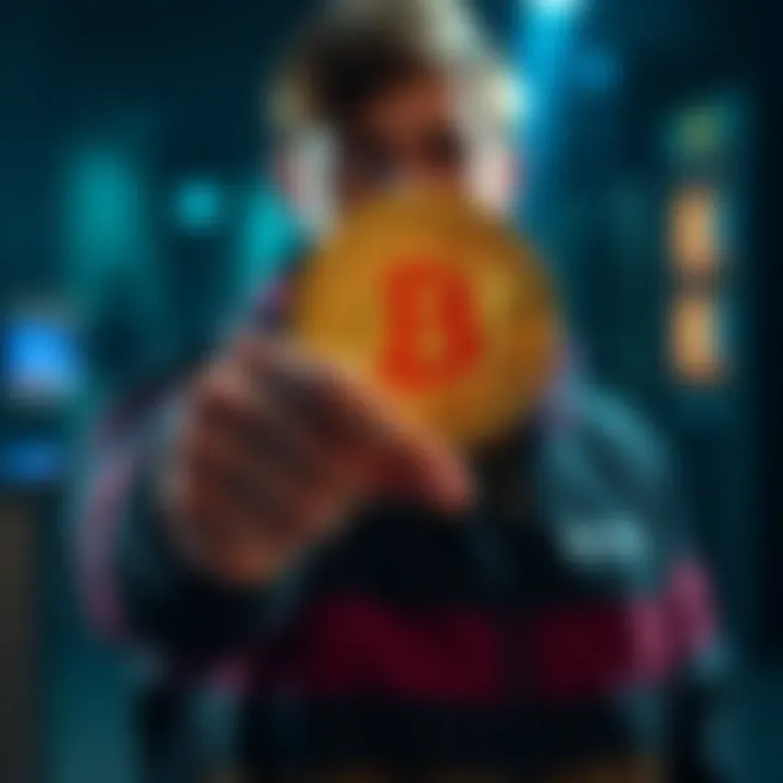 Individual proudly displaying a Bitcoin symbol, representing a bold investment choice