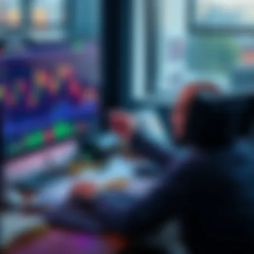 A person analyzing Bitcoin charts on a computer with financial documents on the desk