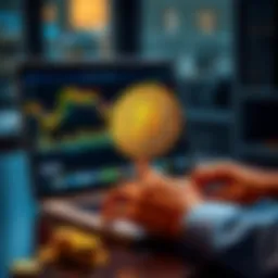 Bitcoin as an Investment A person analyzing Bitcoin trends on a laptop while holding a gold coin, symbolizing the comparison between Bitcoin and traditional assets like gold.