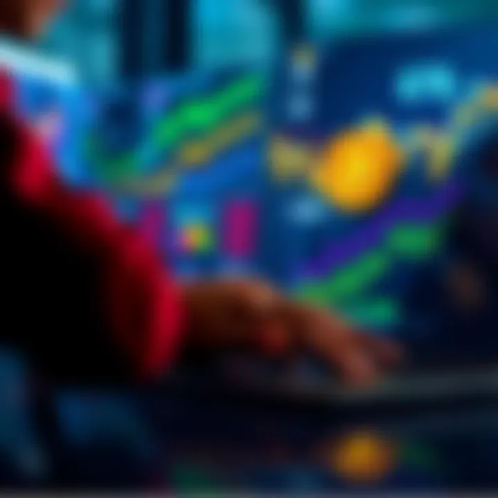 Individual looking at Bitcoin charts and graphs on a laptop, considering investment options