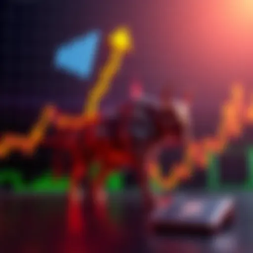 A graph showing Bitcoin price trends with upward arrows and a bull symbol, highlighting its investment potential during economic uncertainty.