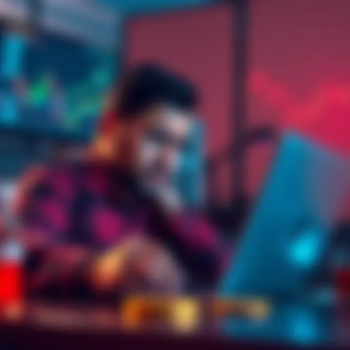 Bitcoin Investment Concerns An investor looking worriedly at Bitcoin charts on a laptop, highlighting market shifts and trends.