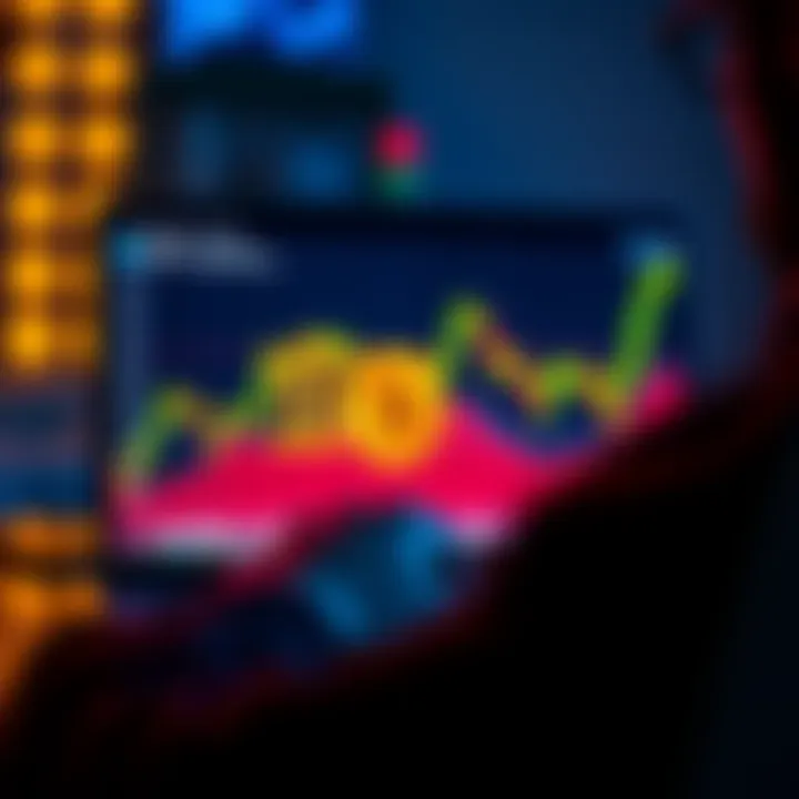 A person looking at a Bitcoin chart on a laptop, contemplating an investment decision as halving approaches in 2024.