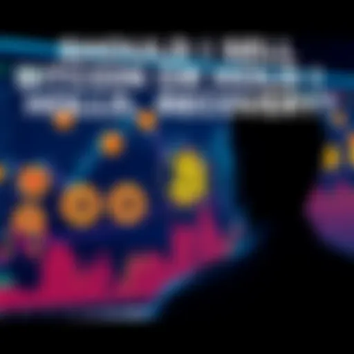 A person looking at a chart with Bitcoin logos and dollar signs, pondering whether to sell or hold their investment.