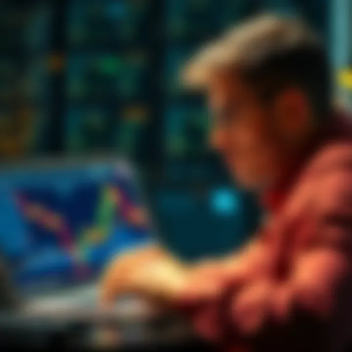 Bitcoin Investment Discipline A person looking thoughtfully at a Bitcoin chart on a laptop, symbolizing the importance of discipline in crypto investments.