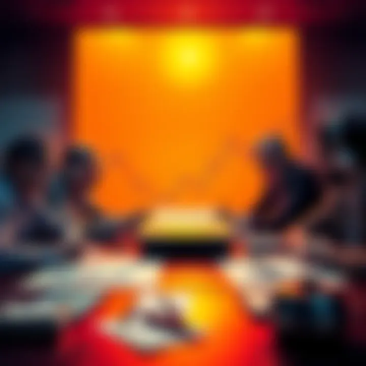 A group of people discussing Bitcoin investment strategies with charts and graphs on a table.