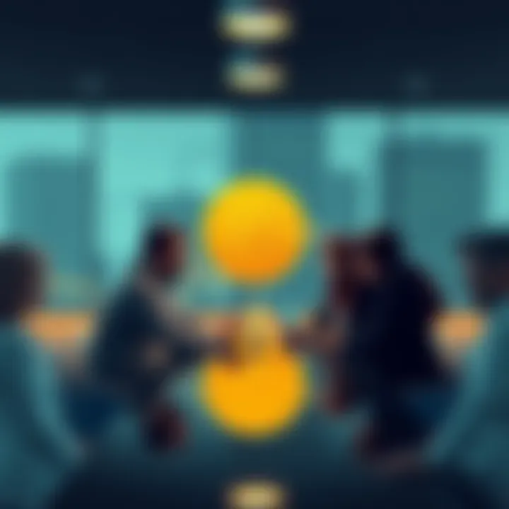 Group of people discussing Bitcoin investment strategies around a table