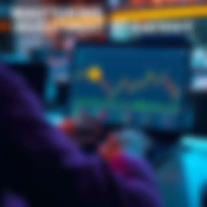 A person analyzing Bitcoin trends on a laptop with financial charts on the screen.