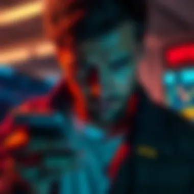 A worried investor checking their phone after a Bitcoin purchase, displaying a graph with a downward trend.