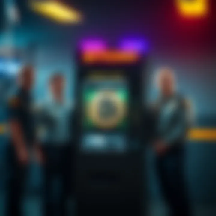 Jasper County Sheriff's Office officers standing beside a Bitcoin machine after seizing cash during an operation