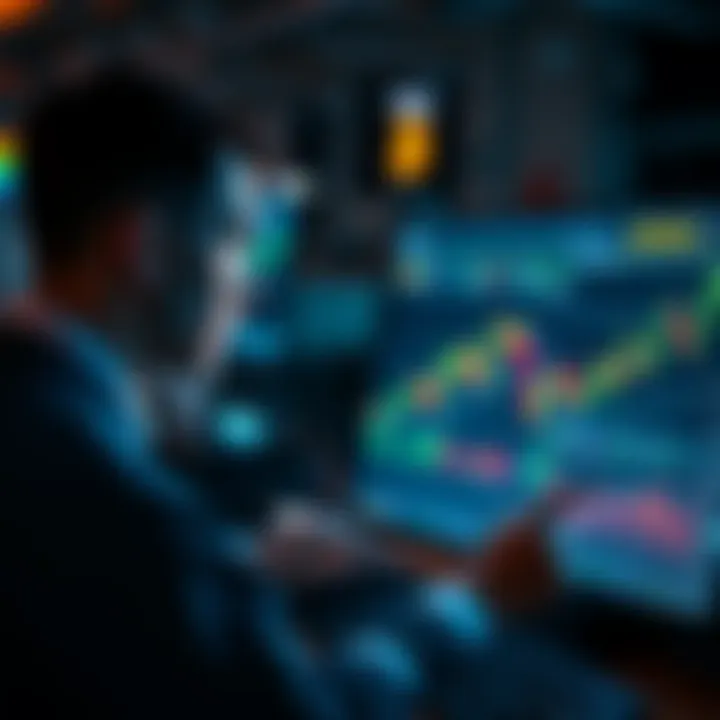 An analyst examining Bitcoin price trends on a screen, representing concerns about its potential rise to $200K this year.