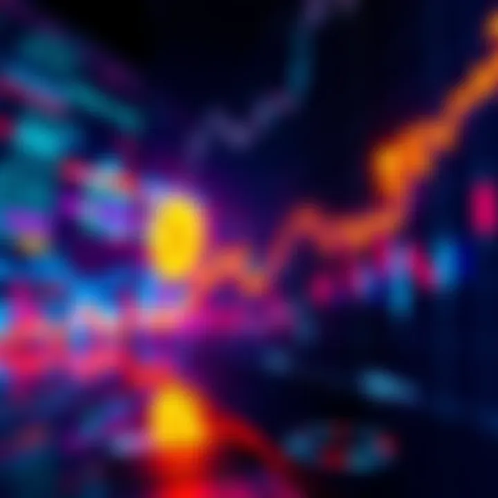 A graphical representation showing Bitcoin price trends over time with rising and falling arrows and market analysis notes.