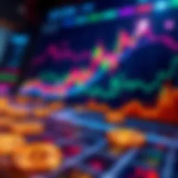 A graph showing Bitcoin price movements and trend lines with an upward projection, symbolizing future predictions by experts.