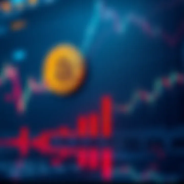 A Bitcoin price chart showing a downward trend, with highlighted sections indicating dollar-cost averaging investments, symbolizing long-term strategy amidst market volatility.