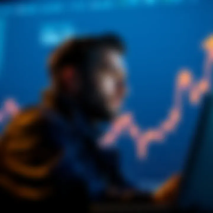 Bitcoin Price Climb Graph showing Bitcoin price rising rapidly with a concerned investor looking at the screen