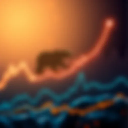 A downward trend line graph showing Bitcoin's falling value with a bear symbol representing the market condition.