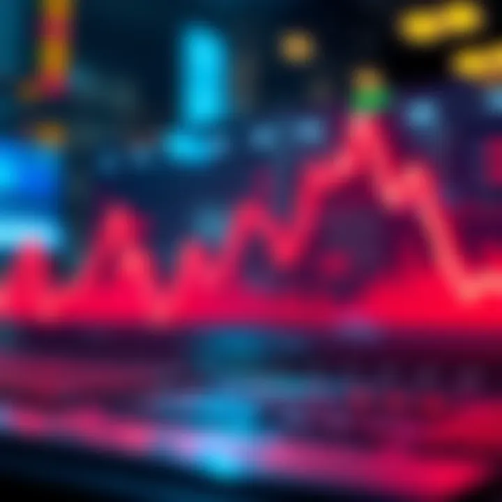 A red line graph showing a decline in Bitcoin's value over time, indicating a recent price drop.