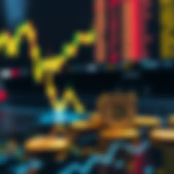 A graphic showing a downward trend in Bitcoin prices with a visual of Bitcoin coins being stacked up, symbolizing the opportunity to buy more during the dip.